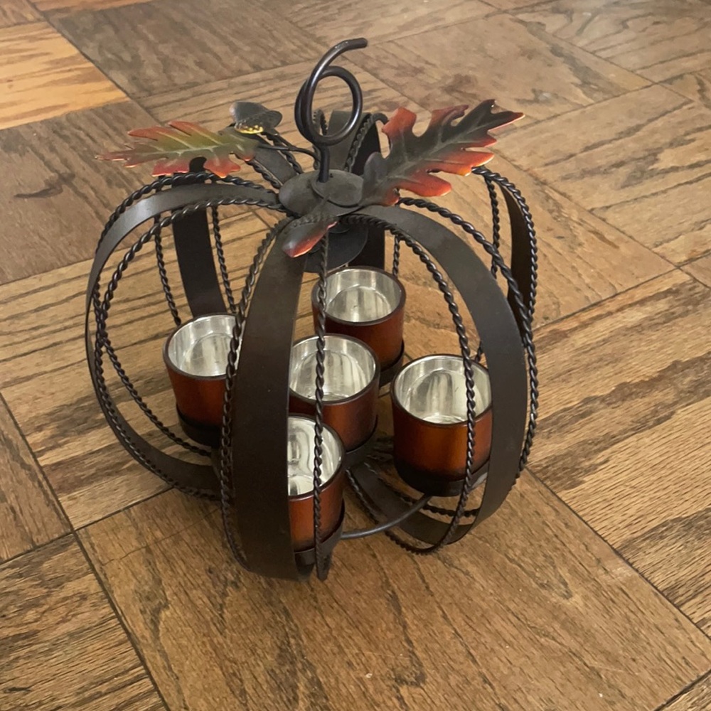 Pumpkin fall candle holder